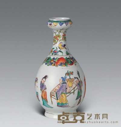 清 粉彩人物瓶 高17.5cm